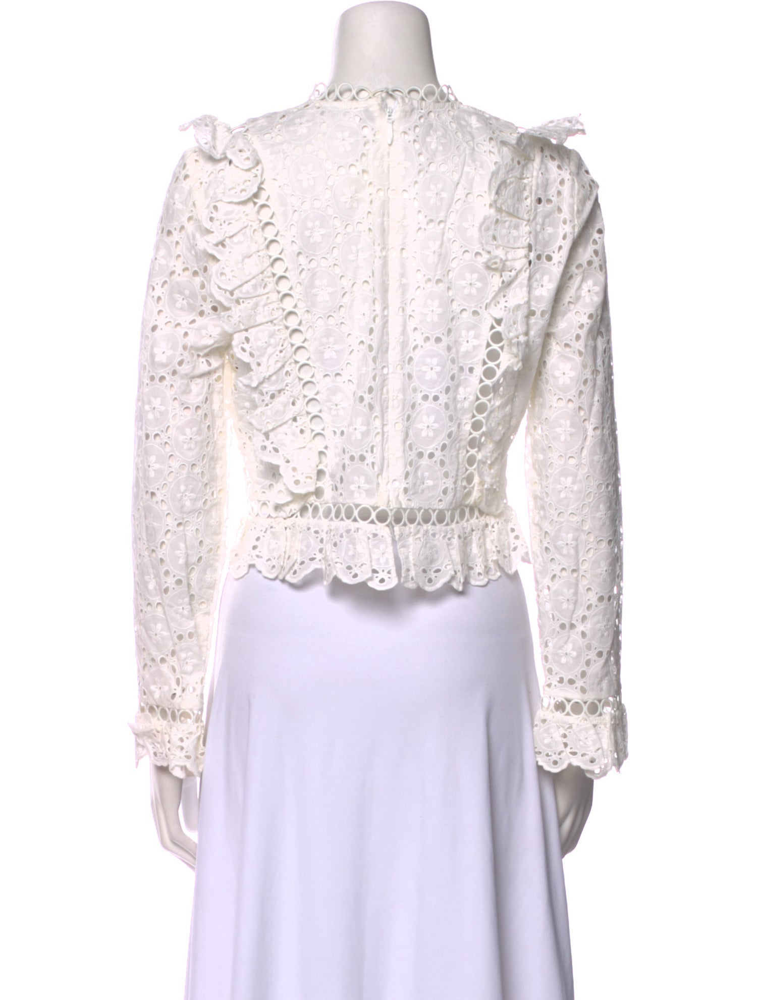 Zimmermann Lace Pattern Mock Neck Crop Top